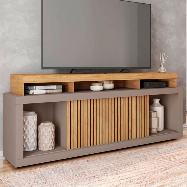 Rack Para Tv 75 Polegadas 2 Portas Com Ripado Puerto Buriti/f