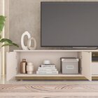 Rack Para Tv 75 Polegadas Com 2 Gavetas Viena Off White/mel