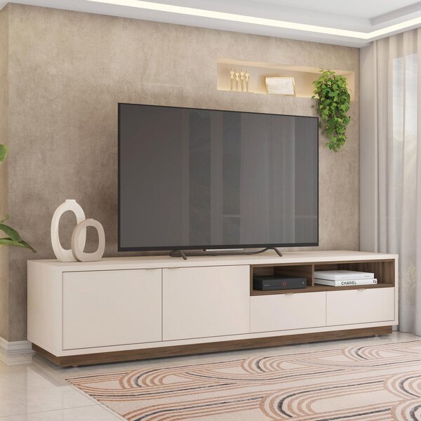 Rack Para Tv 75 Polegadas Com 2 Gavetas Viena Off White/nogue