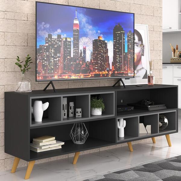 Rack Para Tv 75" Retrô Com Nichos Jazz Multimóveis Mp1022 Pre