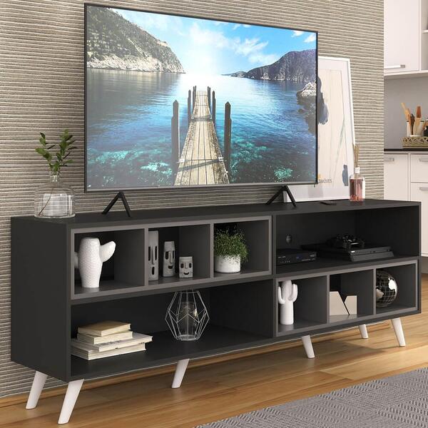 Rack Para Tv 75" Retrô Com Nichos Jazz Multimóveis Mp1022 Pre