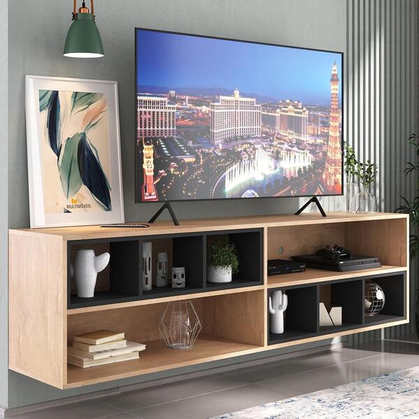 Rack Para Tv 75" Suspenso Com Nichos Jazz Multimóveis Mp1021