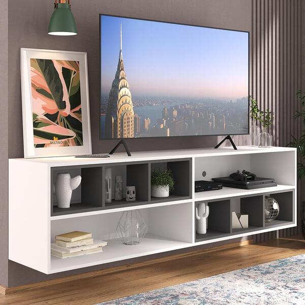 Rack Para Tv 75" Suspenso Com Nichos Jazz Multimóveis Mp1021