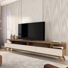 Rack Para Tv 86 Polegadas Pés Em Madeira Maciça Off White/fre