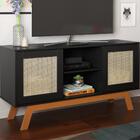 Rack Para Tv Amsterdam Detalhe Em Rattan Sintético Preto