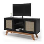 Rack Para Tv Amsterdam Detalhe Em Rattan Sintético Preto