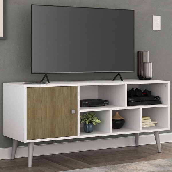 Rack Para Tv Até 42 Polegadas 1 Porta Branco Tx/avelã Tx Rk-2