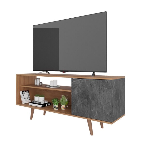 Rack Para Tv Até 42 Polegadas 1 Porta R1486 Amêndoa/mármore L