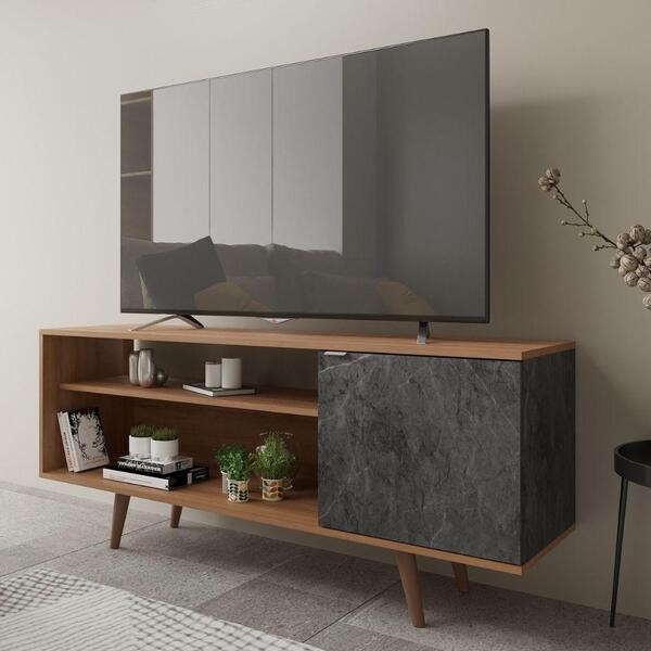 Rack Para Tv Até 42 Polegadas 1 Portas R1486 Amêndoa/mármore