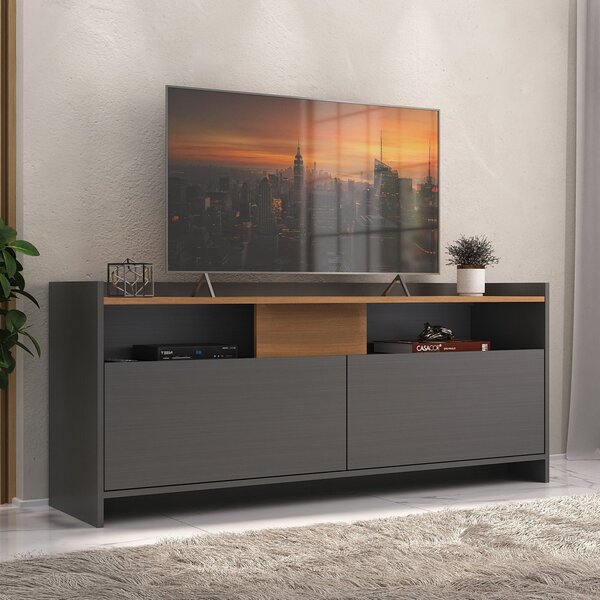 Rack Para Tv Até 42 Polegadas 2 Portas 2 Nichos Grafite/nogal