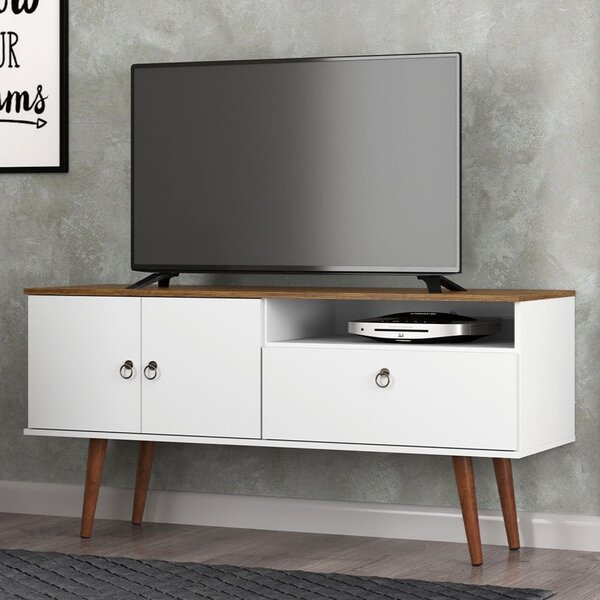 Rack Para Tv Até 42 Polegadas Retrô Topázio  Branco/cumaru