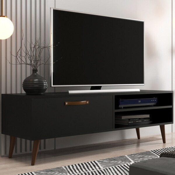 Rack Para Tv Até 43 Polegadas Miami 1 Porta 1 Prateleira Pret