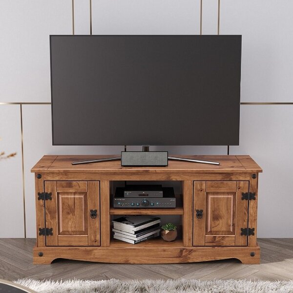 Rack Para Tv Até 46 Polegadas Em Madeira Maciça 2 Portas Cera