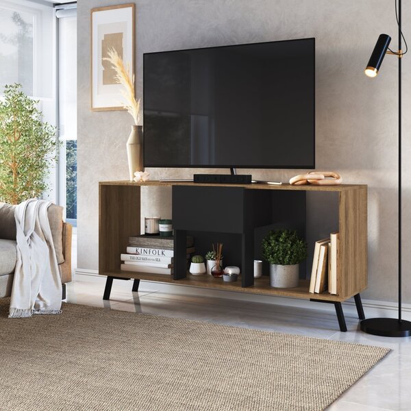 Rack Para Tv Até 50 Polegadas 136cm Uma Gaveta Preto/mel | Leroy Merlin