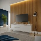 Rack Para Tv Até 50 Polegadas 2 Gavetas E Pés Metalizados Em