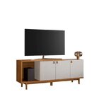 Rack Para Tv Até 50 Polegadas Com Pés De Madeira Maciça E Por