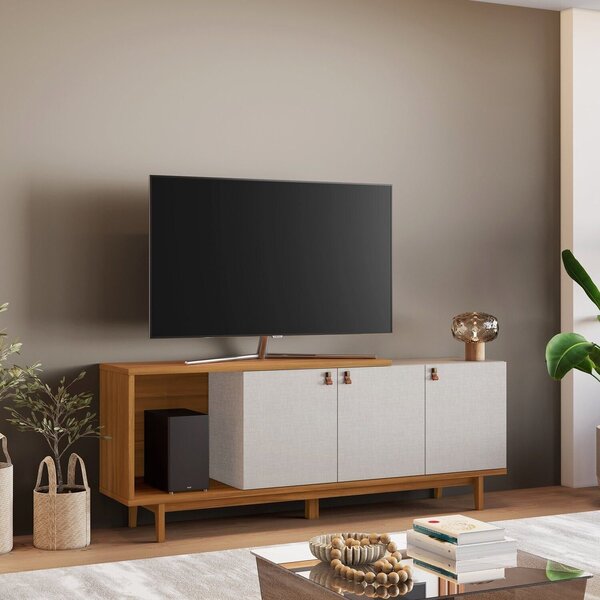 Rack Para Tv Até 50 Polegadas Com Pés De Madeira Maciça E Por