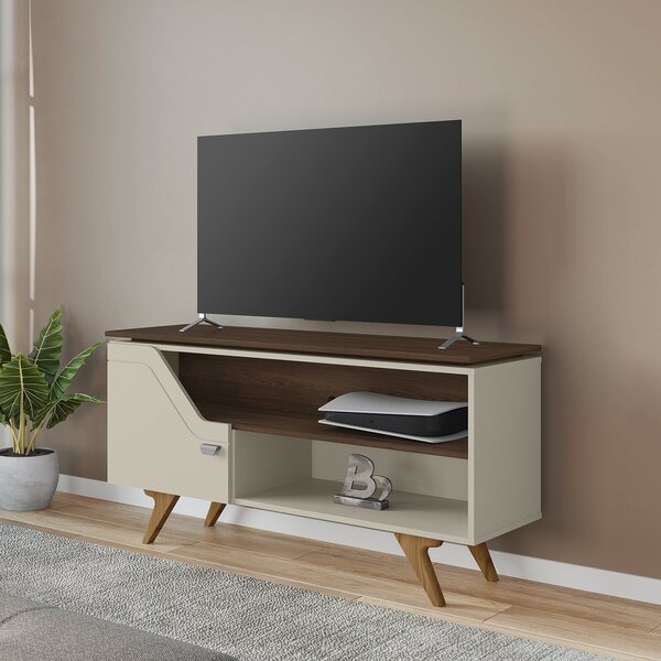 Rack Para Tv Até 50 Polegadas Design Curvo E Frisos Decorativ