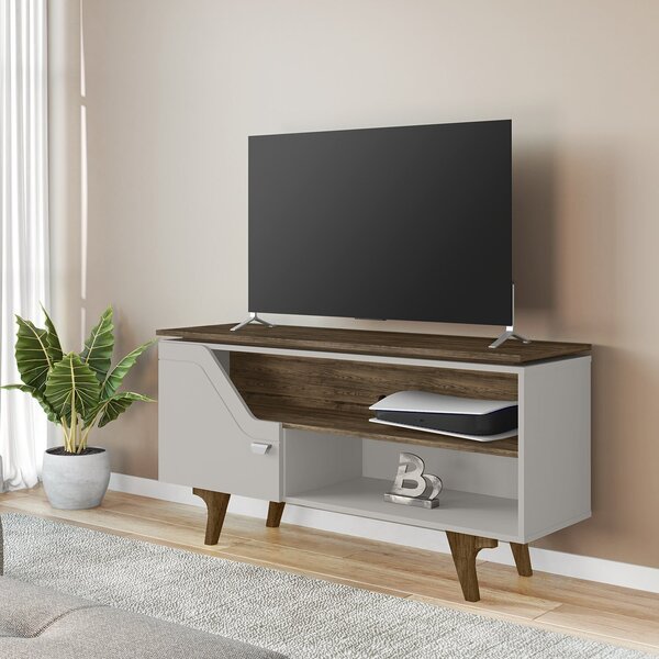 Rack Para Tv Até 50 Polegadas Design Curvo E Frisos Decorativ