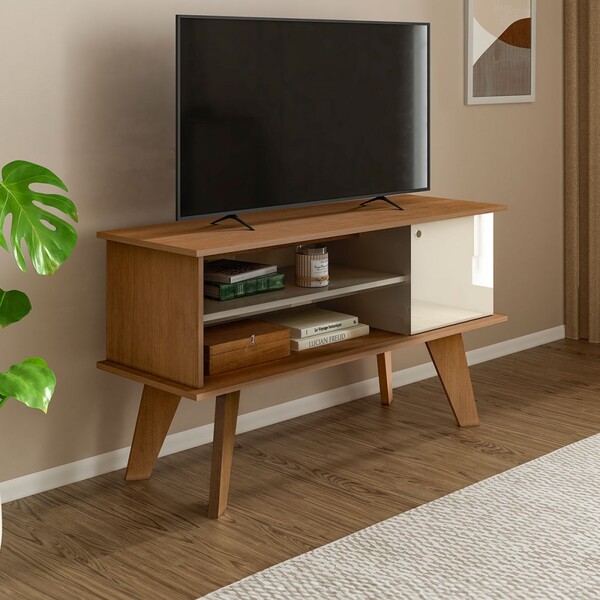 Rack Para Tv Até 50 Polegadas Frank Cinamomo/off White  - Art