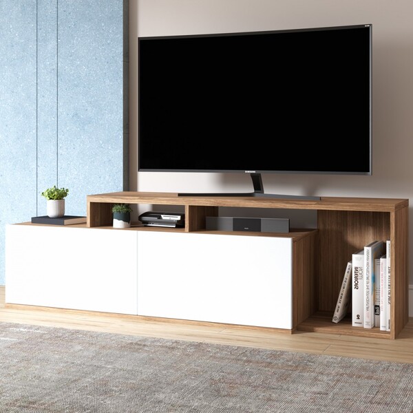 Rack Para Tv Até 50 Polegadas Linea 2 Portas Branco/castanho