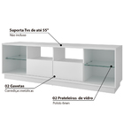 Rack Para Tv Até 55" 2 Prateleiras De Vidro 2 Gavetas Br 280