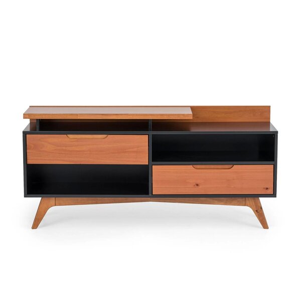 Rack Para Tv Até 55 Polegadas 2 Gavetas Club  Preto/garapa