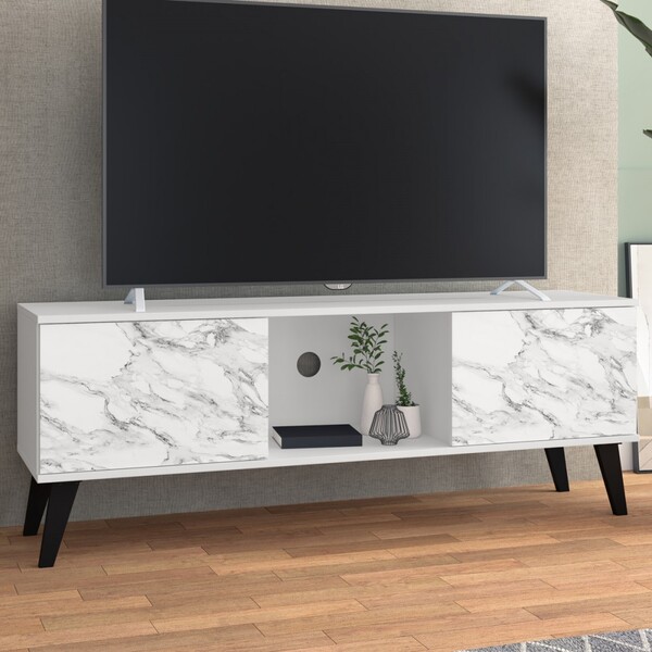 Rack Para Tv Até 55 Polegadas 2 Portas Branco/ades/pvc Preto