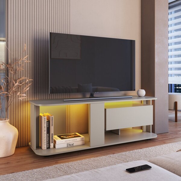 Rack Para Tv Até 55 Polegadas Com 1 Gaveta E Iluminação Em Le