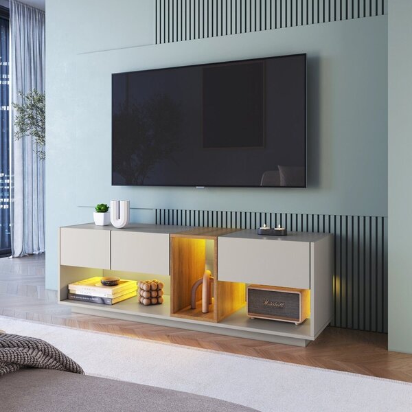 Rack Para Tv Até 55 Polegadas Com Led 136cm 3 Gavetas E 1 Nicho Mel ...