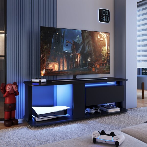 Rack Para Tv Até 55 Polegadas Estilo Gamer Com 1 Gaveta E Ilu