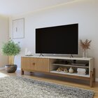 Rack Para Tv Até 55 Polegadas Frisado Ouro Preto  Off White/c