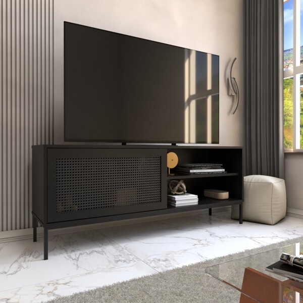 Rack Para Tv Até 55 Polegadas Heron 1 Porta Preto - Panorama