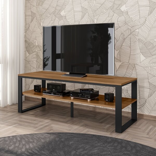 Rack Para Tv Até 55 Polegadas Industrial Preto/canela Rústico