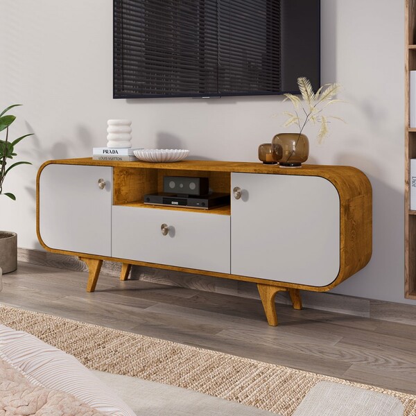 Rack Para Tv Até 55 Polegadas Noronha 2 Portas 1 Gaveta Natur