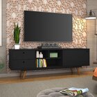 Rack Para Tv Até 55 Polegadas Pés Em Madeira Maciça Retrô 85