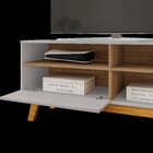 Rack Para Tv Até 55 Polegadas Pés Em Madeira Maciça Retrô Pal