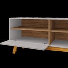 Rack Para Tv Até 55 Polegadas Pés Em Madeira Maciça Retrô Pal