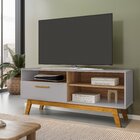 Rack Para Tv Até 55 Polegadas Pés Em Madeira Maciça Retrô Pal