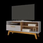 Rack Para Tv Até 55 Polegadas Pés Em Madeira Maciça Retrô Pal