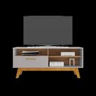 Rack Para Tv Até 55 Polegadas Pés Em Madeira Maciça Retrô Pal