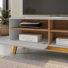 Rack Para Tv Até 55 Polegadas Pés Em Madeira Maciça Retrô Pal