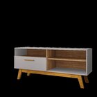 Rack Para Tv Até 55 Polegadas Pés Em Madeira Maciça Retrô Pal