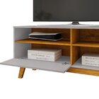 Rack Para Tv Até 55 Polegadas Pés Em Madeira Maciça Retrô Pal