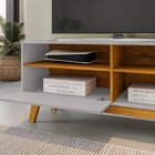 Rack Para Tv Até 55 Polegadas Pés Em Madeira Maciça Retrô Pal