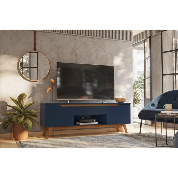 Rack Para Tv Até 55 Polegadas Pés Em Madeira Maciça Retrô Tóq