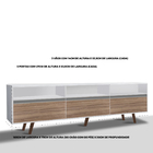 Rack Para Tv Até 55 Polegadas Pés Madeira Branco C/madeirado