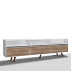 Rack Para Tv Até 55 Polegadas Pés Madeira Branco C/madeirado