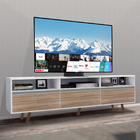 Rack Para Tv Até 55 Polegadas Pés Madeira Branco C/madeirado