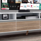 Rack Para Tv Até 55 Polegadas Pés Madeira Branco C/madeirado